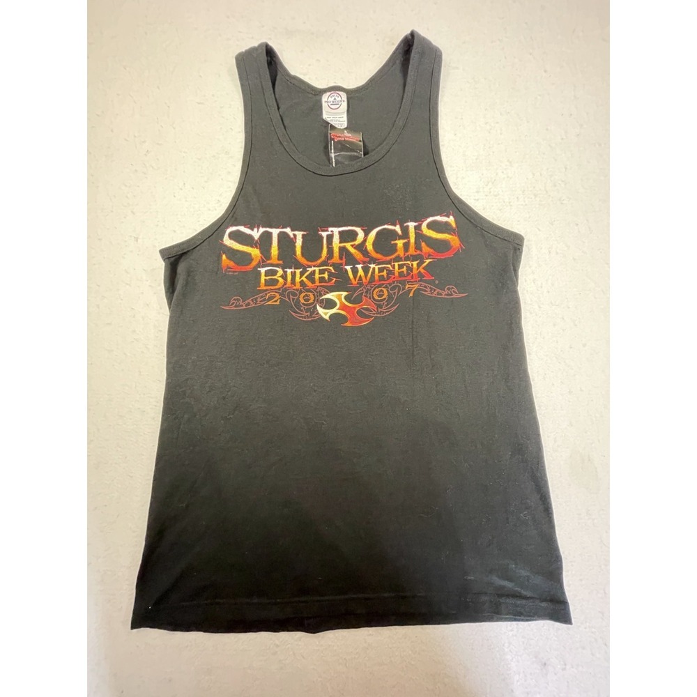 Vintage Delta Tank Top Men Medium Black Sturgis Bike Week 2007 Graphic Print Y2K